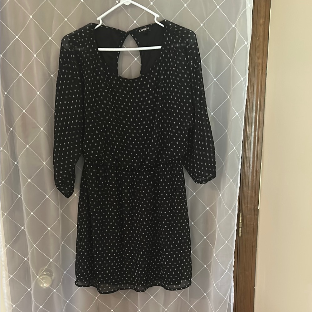 Express Black and White Midi Dress